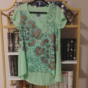 Desigual Wooden Bead Open Back Top With Spanish Poetry